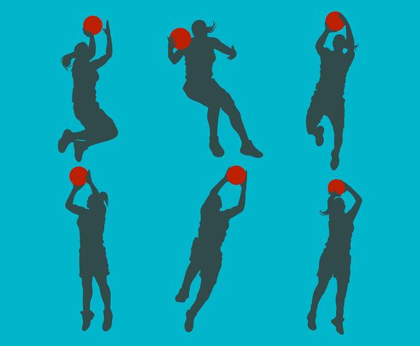 Silueta de jugador de baloncesto femenino vector