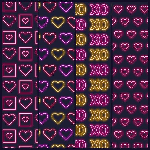 Valentine's Day Neon Patterns vector