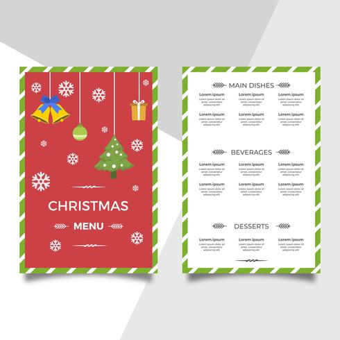 Flat Christmas Dinner Menu Template Vector