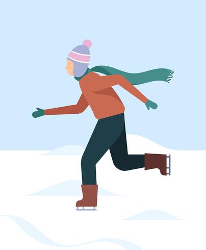 Gente, patinaje sobre hielo, ilustración vector