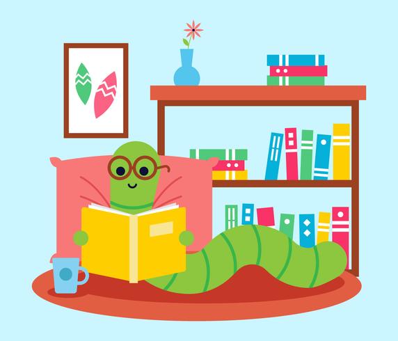 Bookworm With Glasses Reading a Book  vector