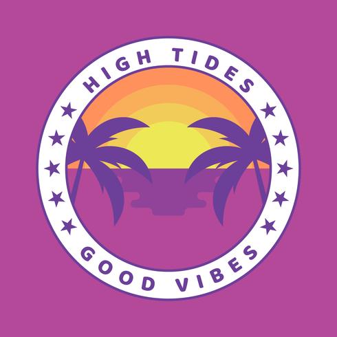 High Tides Good Vibes Label Badge Design vector