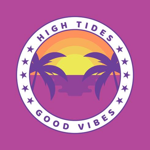 Diseño de la insignia de la etiqueta Good Vibes de las mareas altas vector