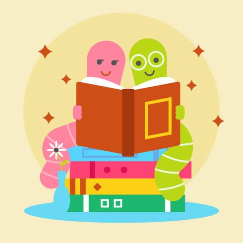 Libro de lectura par Bookworm vector