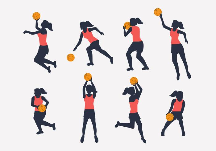 vector de silueta de jugador de baloncesto femenino