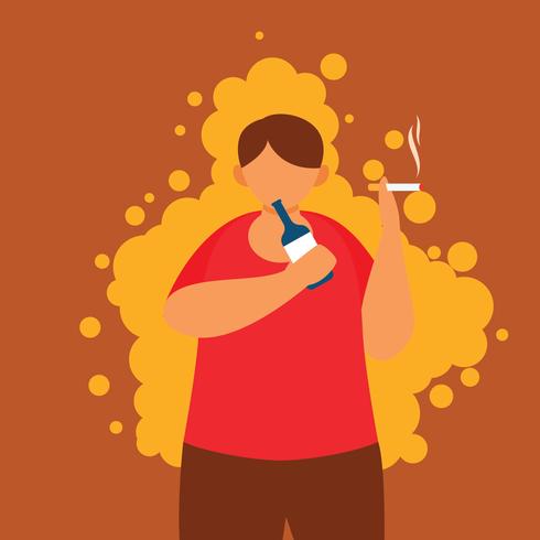 Guy drinking beer and smoking vector