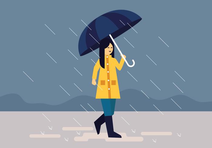 Girl Holding Umbrella vector