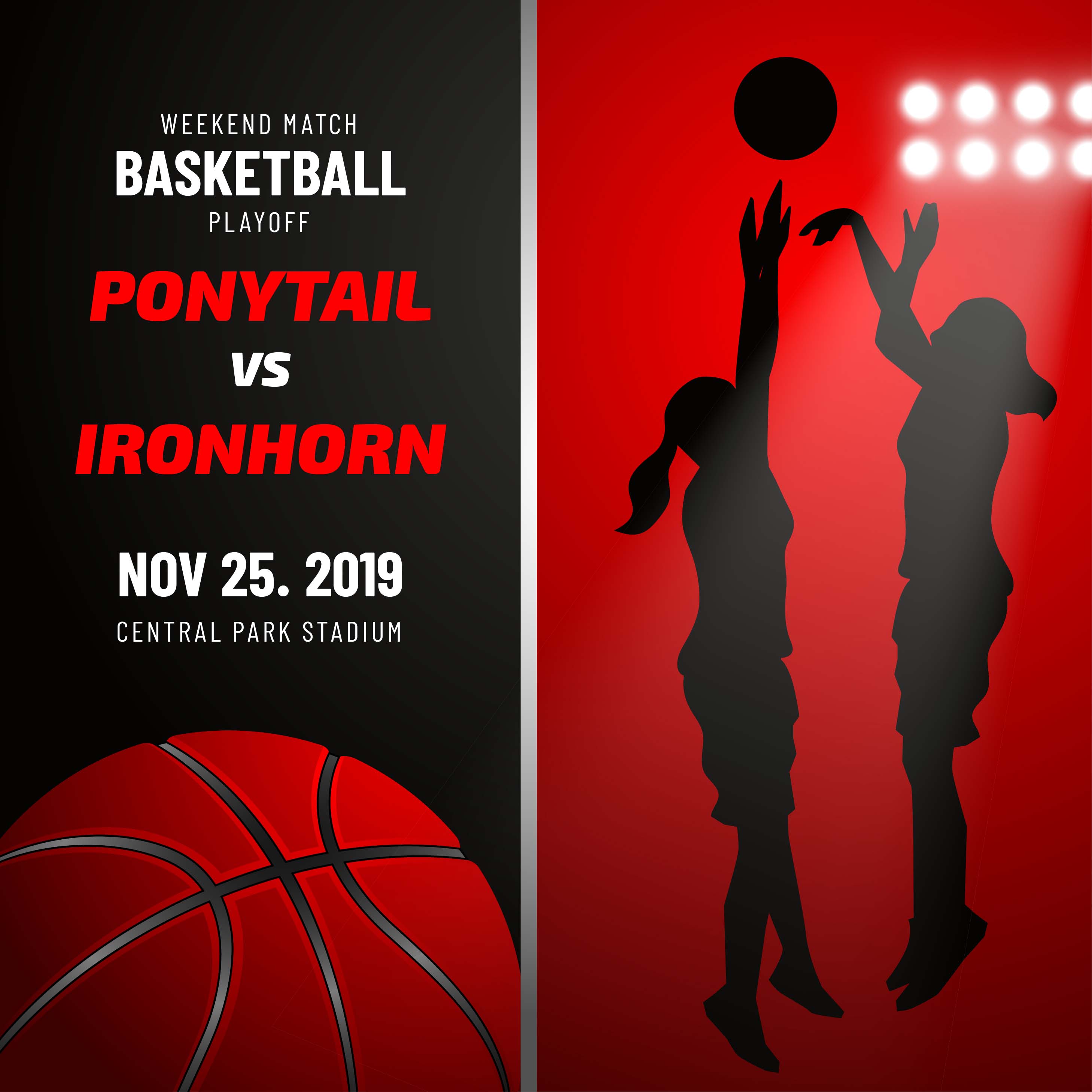 Basketball Poster Template With Female Basketball Player 268570 Vector
