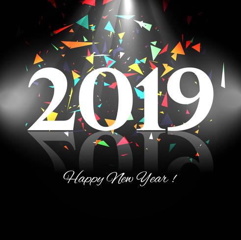 2019 Happy New Year text colorful shiny background vector