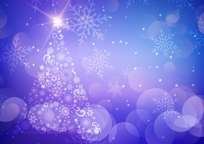 Decorative Christmas background with tree and snowflakes  vector