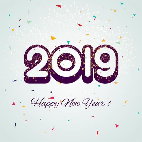 Happy New Year 2019 card celebration colorful background vector