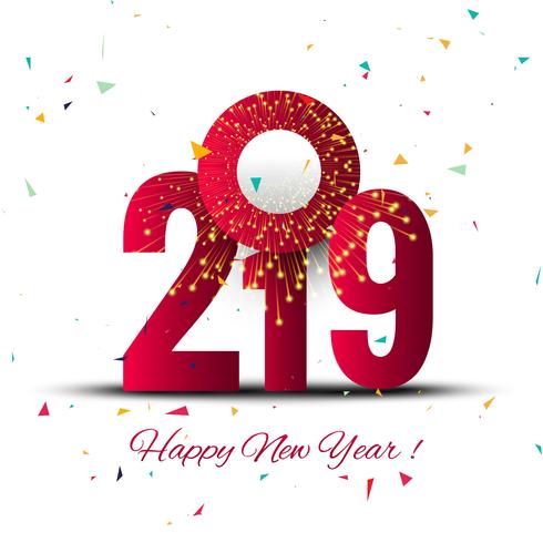 Elegant 2019 happy new year colorful card design vector