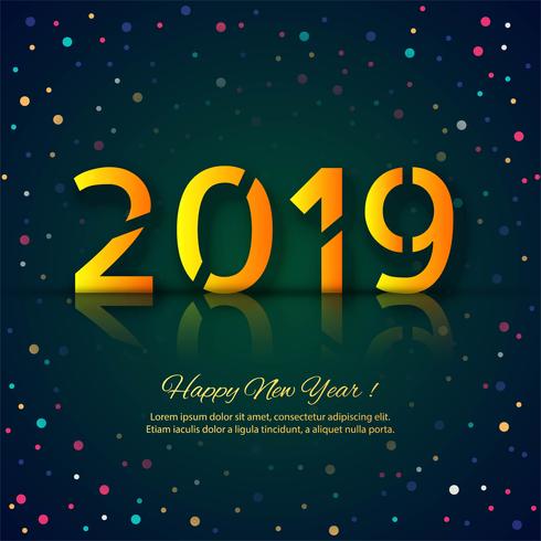 Happy New Year 2019 card celebration colorful background vector