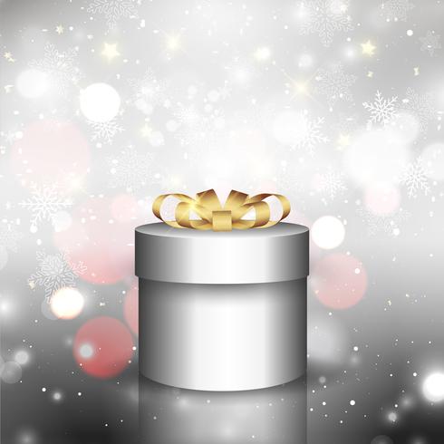 Christmas gift background with bokeh lights  vector