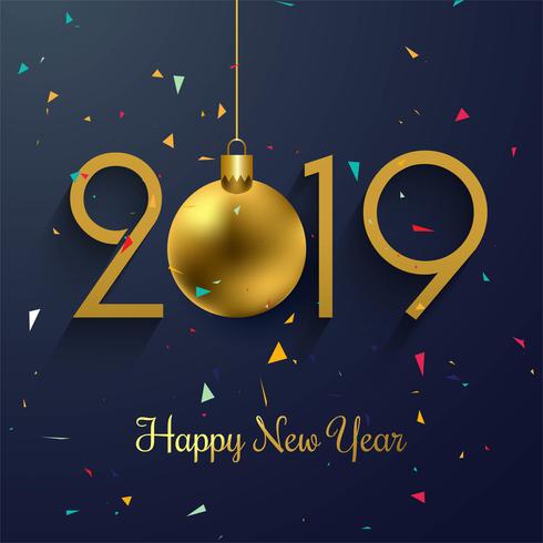 Beautiful Happy New Year 2019 text festival background vector