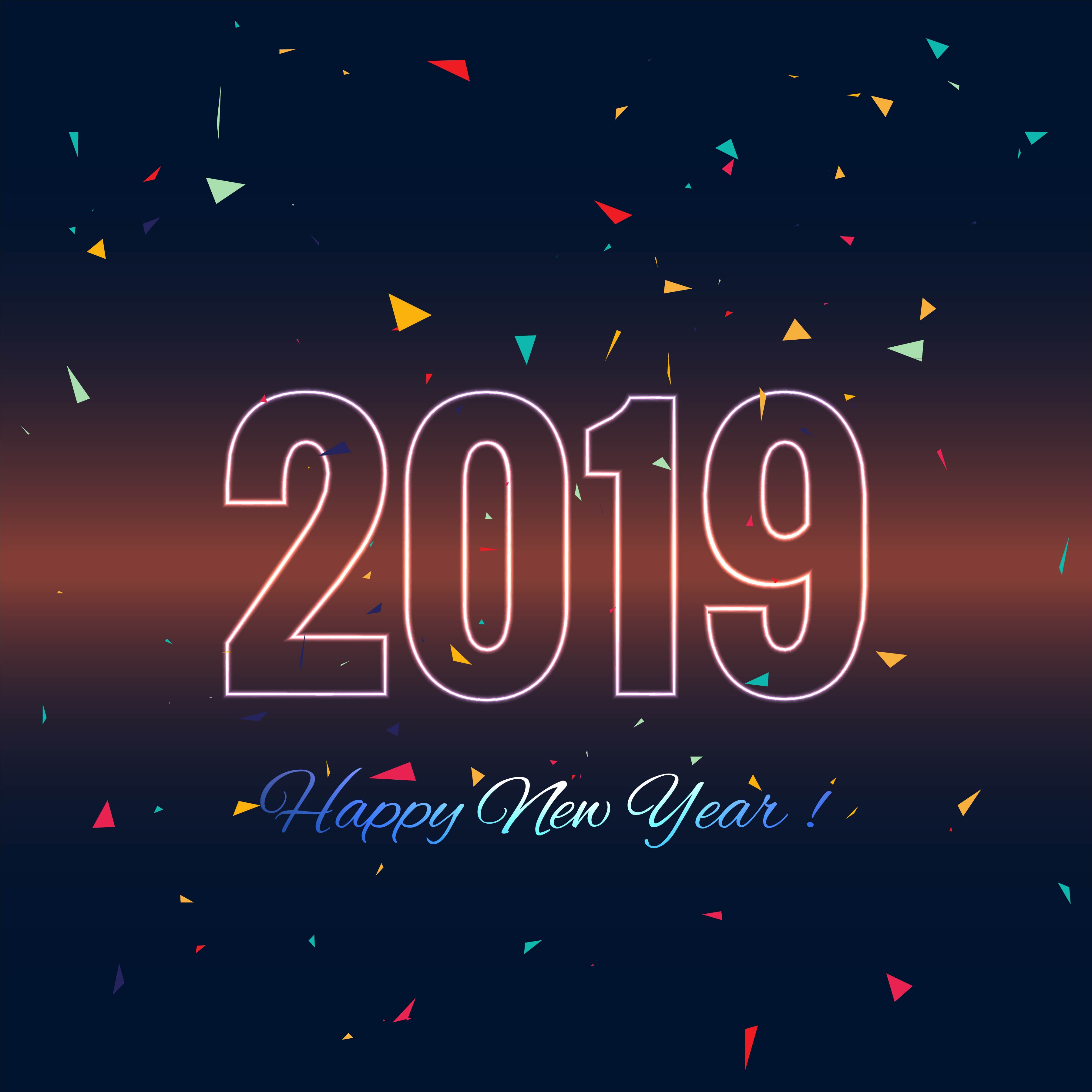 Happy New Year 2019 Card Celebration Colorful Background 268593 Vector