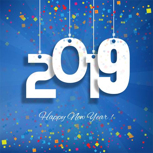 Beautiful Happy New Year 2019 text festival background vector