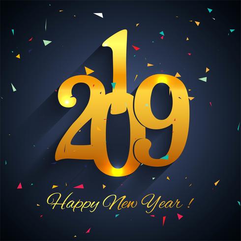 Elegant 2019 happy new year colorful card design vector