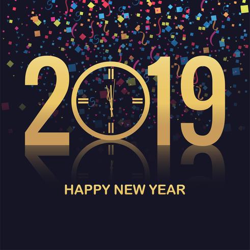 Elegant 2019 happy new year colorful card design vector