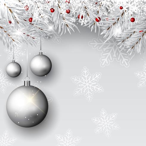 Christmas baubles on silver branches  vector