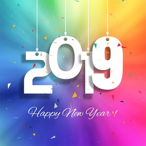 Celebration 2019 colorful happy new year background vector