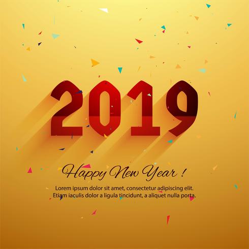 Fondo de texto hermoso feliz año nuevo 2019 vector