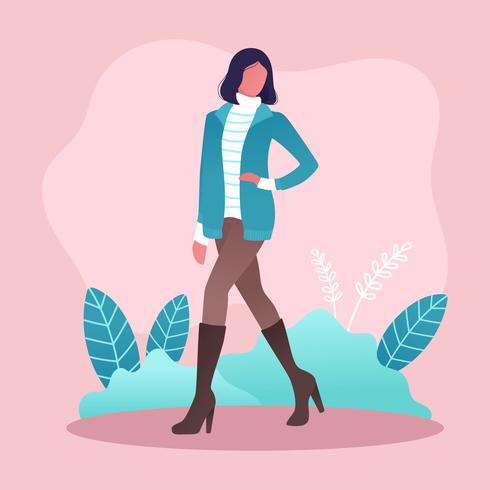 Model Portrait In Winter Outdoors Vector