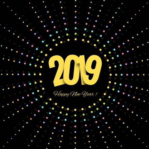 2019 feliz año nuevo texto colorido fondo brillante vector