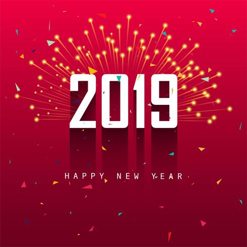 Elegante diseño de tarjeta de feliz año nuevo colorido 2019 vector