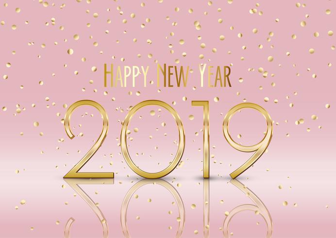 Happy New Year background with gold confetti  vector