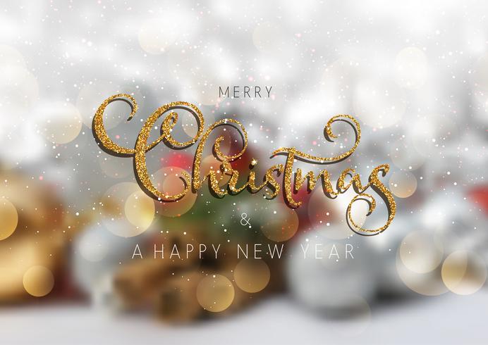 Glittery Christmas text on a defocussed background vector