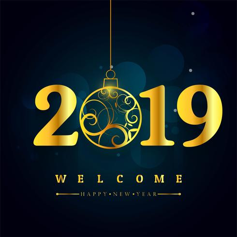 Beautiful Happy New Year 2019 text festival background vector