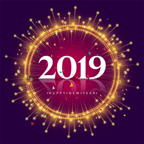 Elegante diseño de tarjeta de feliz año nuevo colorido 2019 vector