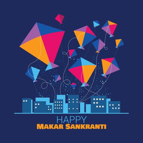 Feliz Makar Sankranti Festival Religioso de la India vector