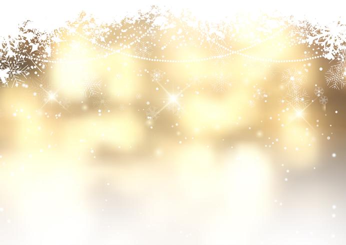 Gold Christmas background with snowflakes  vector