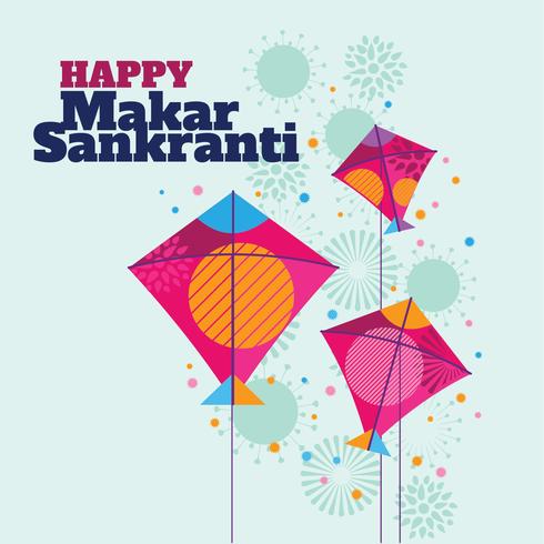 Celebrate Makar Sankranti Background with Colorful Kites vector