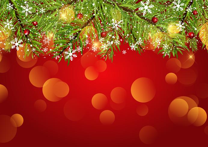 Christmas background with snowflakes and bokeh lights  vector