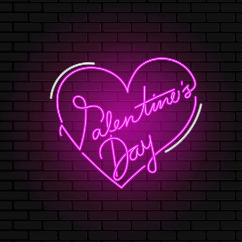 Valentine Day Neon Sign Vector