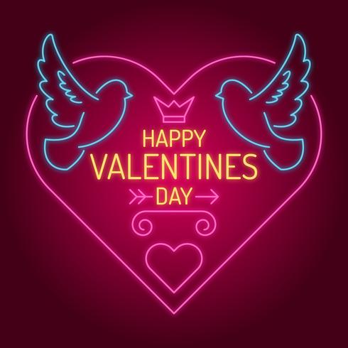 Valentines day neon vector