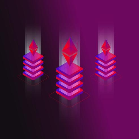 Ethereum 3d isometric concept vector illustration