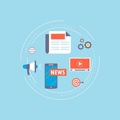 Online news, newspaper, news website flat vector illustration design