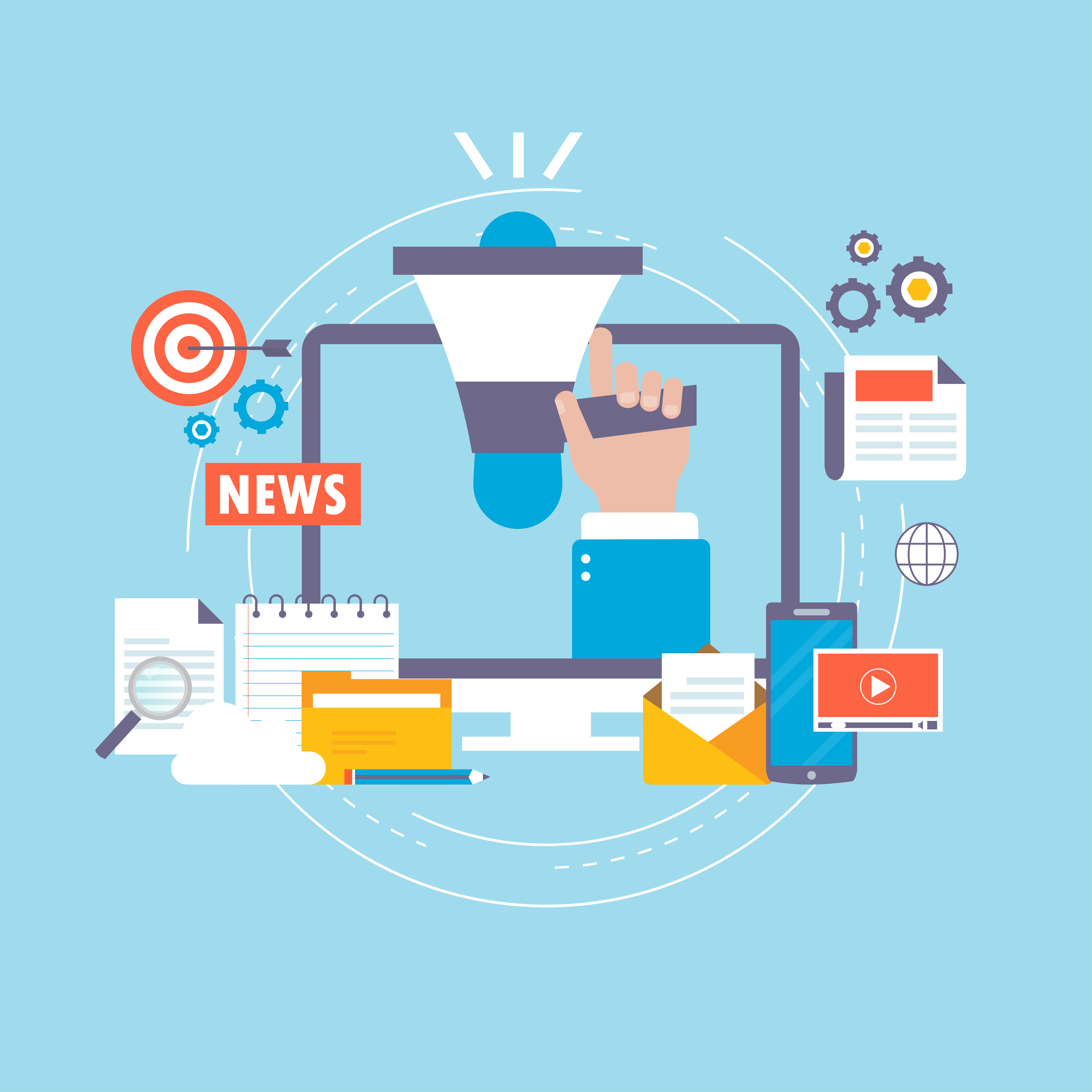 Online news, newspaper, news website flat vector illustration design
