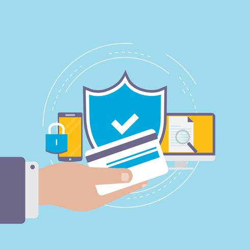 Secure online payment flat vector illustration design