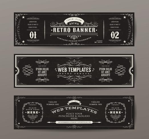 Vintage Web Banners Templates Set vector