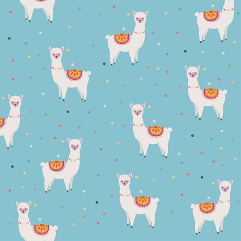 Llama o alpaca con el patrón de puntos de fondo vector ilustración