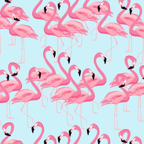 Tropical flamingo bird seamless pattern background vector