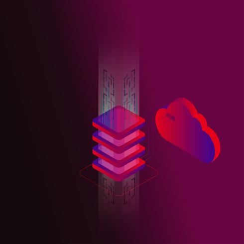 Digital data storage isometric 3d concept vector illustration