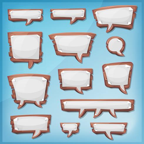 Cartoon Wood Speech Bubbles For Ui Game vector