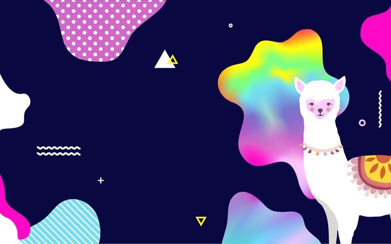 Llama or alpaca colorful background vector illustration