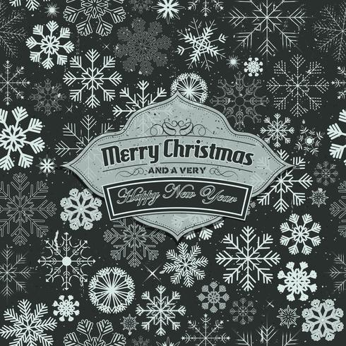 Merry Christmas Banner On Seamless Snowflakes Background vector